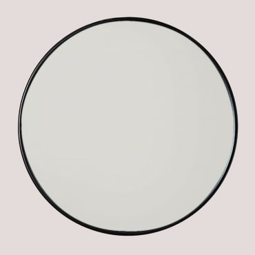 Espelho De Parede Redondo Ø50 Cm Em Ferro Alnie Preto - Sklum