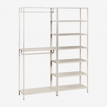 Guarda-roupa Modular Aberto Janine De 2 Peças Com Cabideiro E Prateleiras De Aço Tapioca Bege - Sklum
