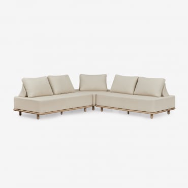 Conjunto De Sofás De Canto Modulares Portet De 3 Peças Em Acácia Gardénia Branco - Sklum