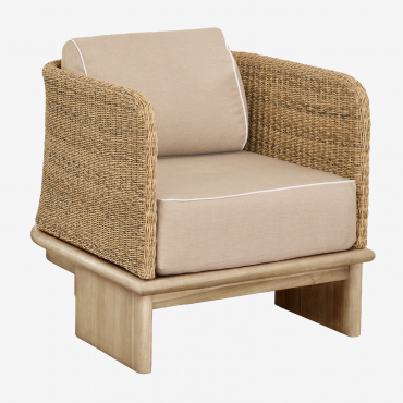 Poltrona Famara Em Rattan E Madeira De Acácia Marrom Acácia Claro - Sklum