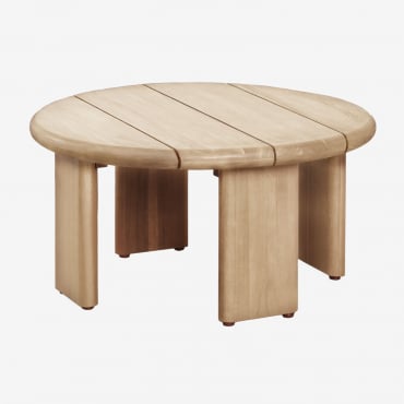 Mesa Auxiliar Redonda Ø70 Cm Em Madeira De Acácia Famara Marrom Acácia Claro - Sklum