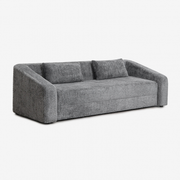 Sofá Cama Dalila De 3 Lugares Em Tecido Bouclé Bouclé Antracite Cinzento - Sklum