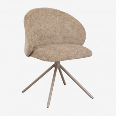 Cadeira De Jantar Giratória Gryon Chenille Tecido Chenille Castanho Trigo - Sklum