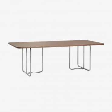 Mesa De Jantar Retangular Em Mdf E Aço Inox Tento Folheado De Nogueira & 240 X 100 Cm - Sklum