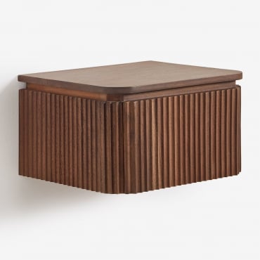 Mesa De Cabeceira Flutuante 35x30 Cm Em Madeira De Acácia Biljandi Castanho-acácia Escuro - Sklum
