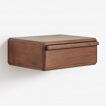 Mesinha De Cabeceira Flutuante Retangular 40x30 Cm Em Madeira De Acácia Nordilan Castanho-acácia Escuro - Sklum
