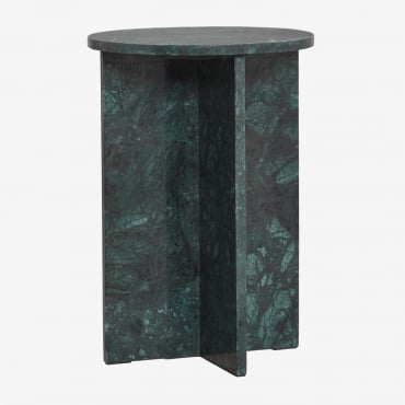 Mesa De Cabeceira Redonda Ø35 Cm Em Mármore Mencia Mármore Verde Udaipur - Sklum