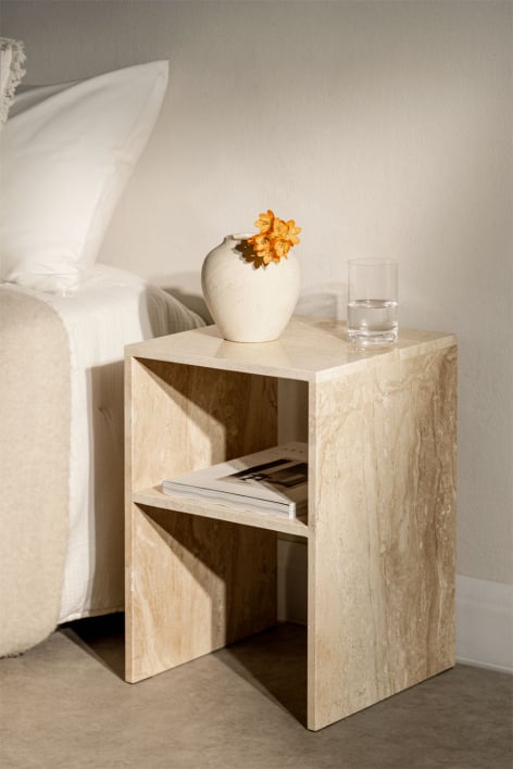 Mesa de cabeceira quadrada 35x35 cm em mármore Gabrielle