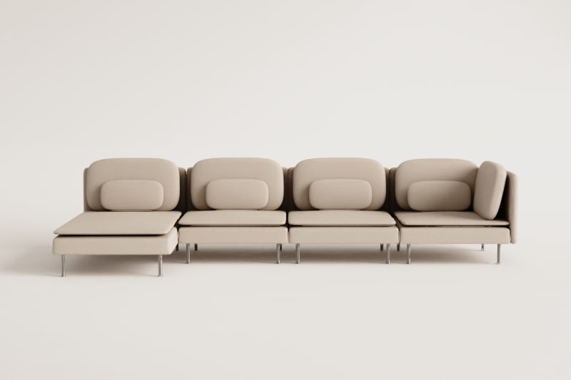Sofá modular Oriol de 4 peças com chaise longue lateral direita