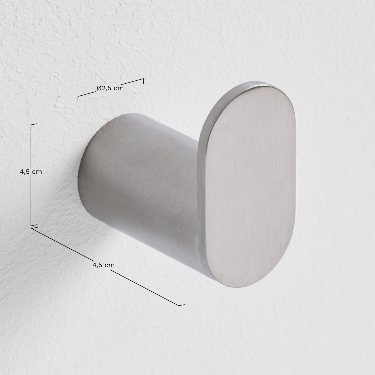 Cabide de banheiro de aço inoxidável Alameda, Dimensões