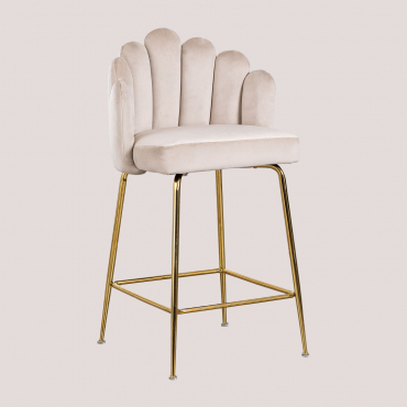 Pack De 4 Bancos Altos De Veludo Markina Crema & ↑65 Cm - Sklum