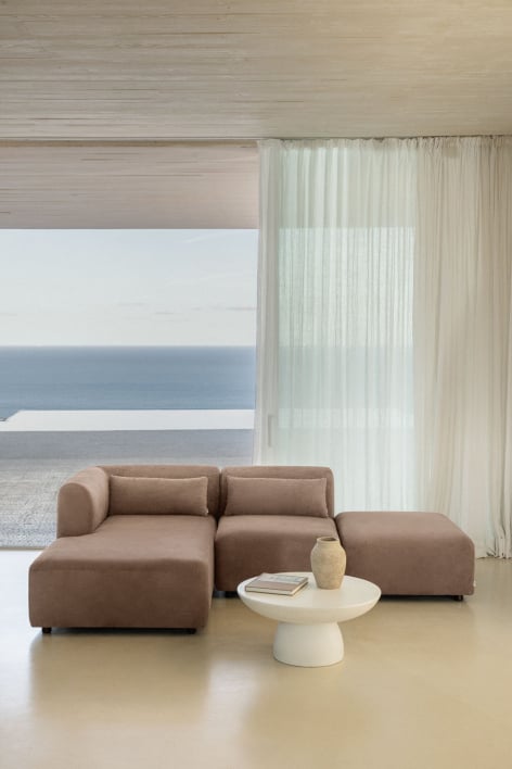 Sofá modular chaise longue esquerdo de 2 peças com pufe Fogler