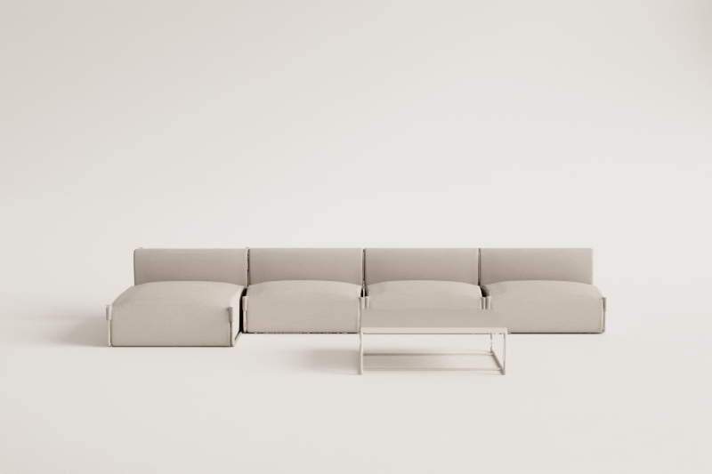 Conjunto de jardim Porto com sofá-cama modular de 4 peças e mesa de centro