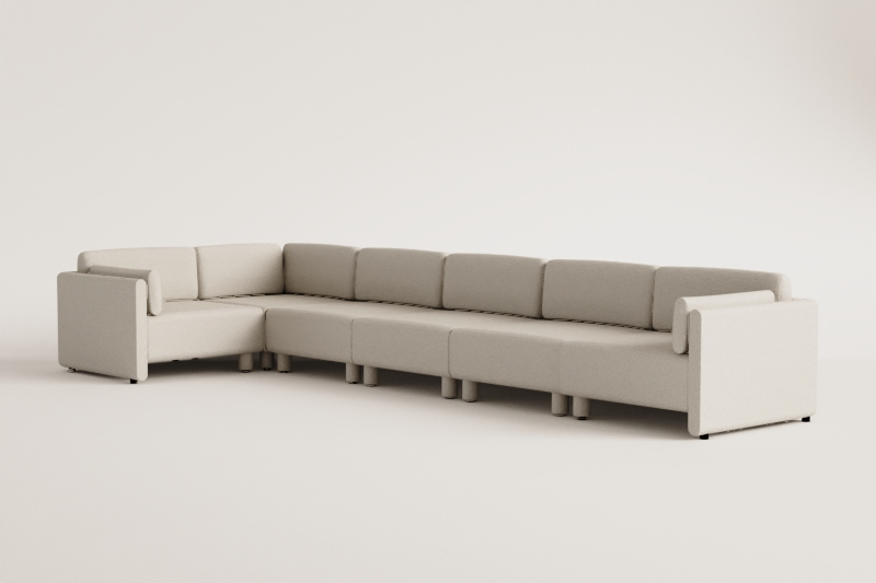 Sofá modular de canto esquerdo de 6 peças em tecido Artemisa bouclé