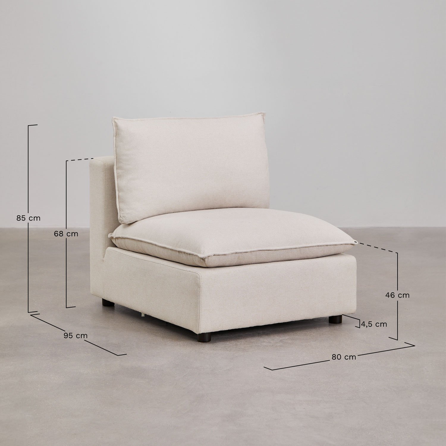 Módulo central para sofá modular Daniela, Dimensões