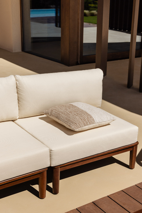 Módulo central para sofá modular de jardim em acácia Giulia