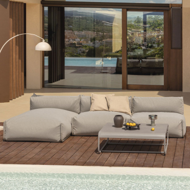Conjunto De Jardim Porto Com Sofá-cama Modular De 3 Peças E Mesa De Centro Castanho Moka - Sklum