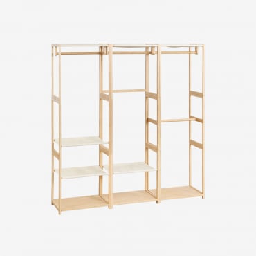 Guarda-roupa Modular Aberto Deneb De 3 Peças Com Cabideiro De Bambu Natural - Sklum