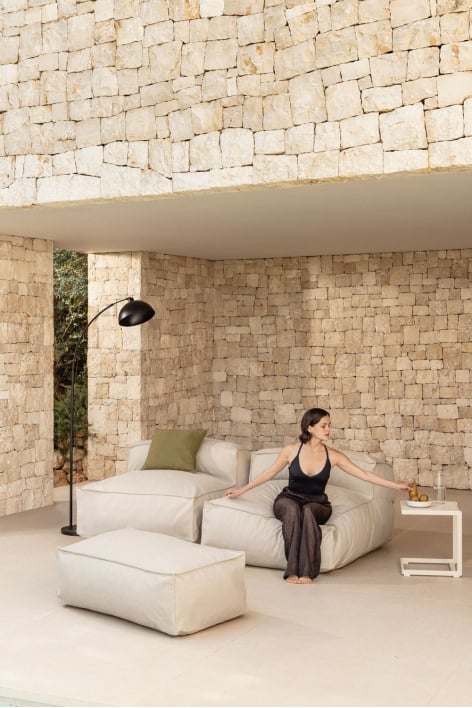 Sofá modular de 2 peças e puff para jardim Dojans