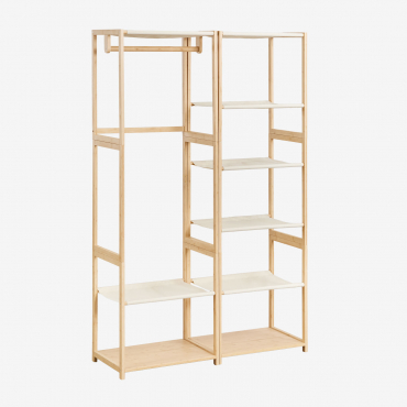 Guarda-roupa Modular Aberto Deneb Bamboo De 2 Peças Com Prateleiras, Cabideiro E Cabideiro Natural - Sklum