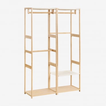 Guarda-roupa Modular Aberto Deneb De 2 Peças Com Cabideiro De Bambu Natural - Sklum