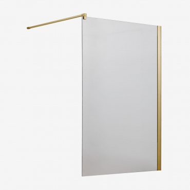 Divisória De Duche Fixa Com Vidro Temperado De 8 Mm E Alumínio Bristol Ouro Escovado & Transparente & 120 X 195 Cm - Sklum
