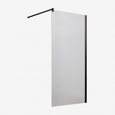 Divisória De Duche Fixa Com Vidro Temperado De 8 Mm E Alumínio Bristol Preto Mate & Transparente & 80 X 195 Cm - Sklum