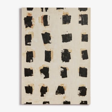 Tela Decorativa 100x140 Cm Pintada À Mão Pivara Branco - Preto - Sklum