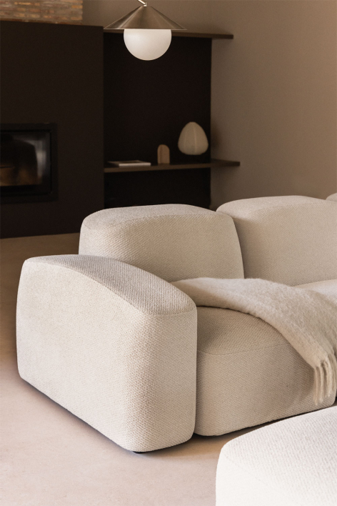 Módulo de canto esquerdo para sofá modular Bastian - Chenille Branco Grosso