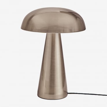 Candeeiro De Mesa De Ferro Galina ↑35 Cm Cinza Cromado - Sklum