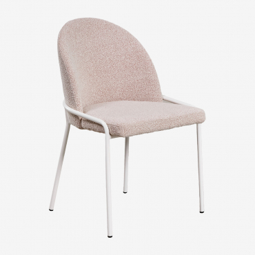 Cadeira De Jantar Estofada Grolet Bouclé Cor-de-rosa - Sklum