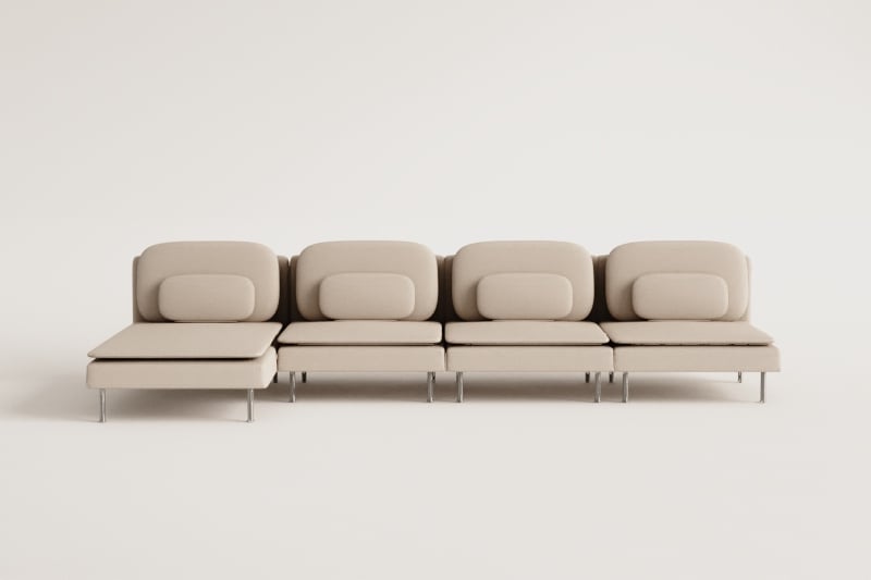 Sofá modular Oriol de 4 peças com chaise longue lateral esquerda