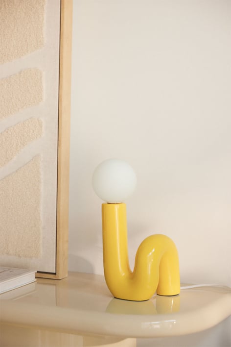 Candeeiro de mesa em cerâmica com esfera em vidro Vireto