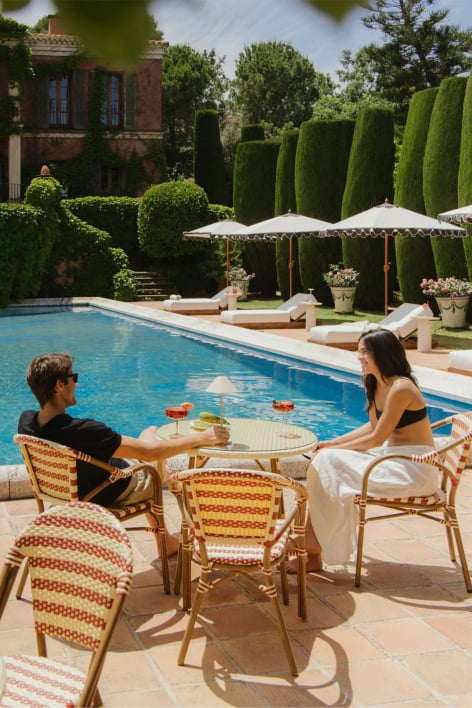 Mesa de jardim redonda Ø80 cm em alumínio e rattan sintético Brielle Bistro