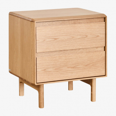 Pack De 2 Mesas De Cabeceira Retangulares 50x40 Cm Em Madeira Treveris Castanho Roble - Sklum