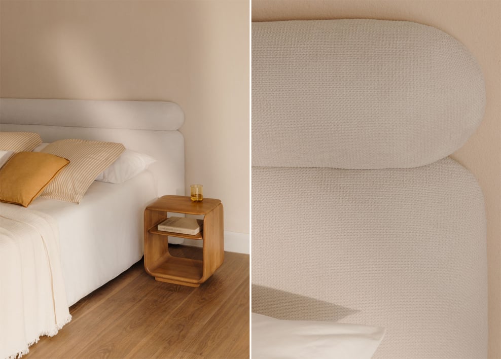 Cabeceira de cama 200cm em tecido branco Cirene