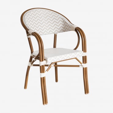 Pacote De 4 Cadeiras De Jardim Empilháveis De Alumínio Brielle Bistro Com Braços Nude Beige - Gardénia Branco - Sklum