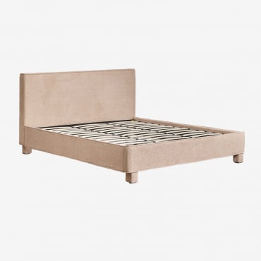Cama Em Tecido Chenille Jokin Grosso Tecido De Chenille Espesso Castanho Latte & 180 X 200 Cm - Sklum