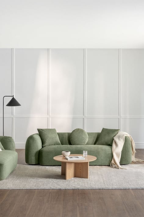 Sofá de 3 lugares em chenille Coco - Chenille Verde Sálvia