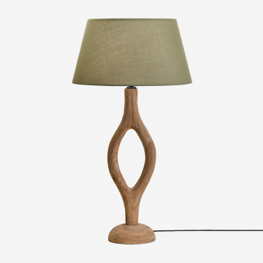 Candeeiro De Mesa Em Madeira De Manga Gracia Madeira De Manga & Sage Green Ø40 Cm - ↑25 Cm Monaco - Sklum
