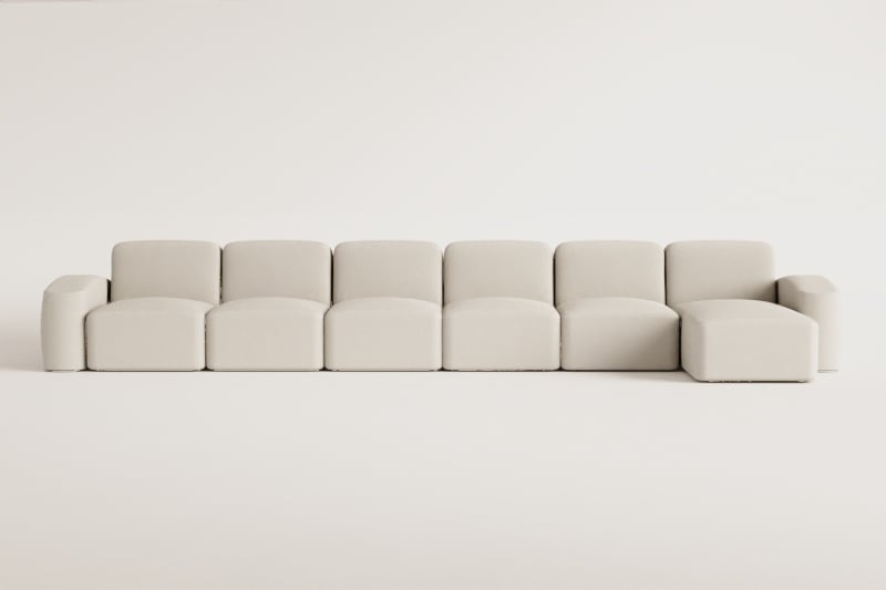 Sofá modular Bastian de 6 peças com chaise longue lateral direita