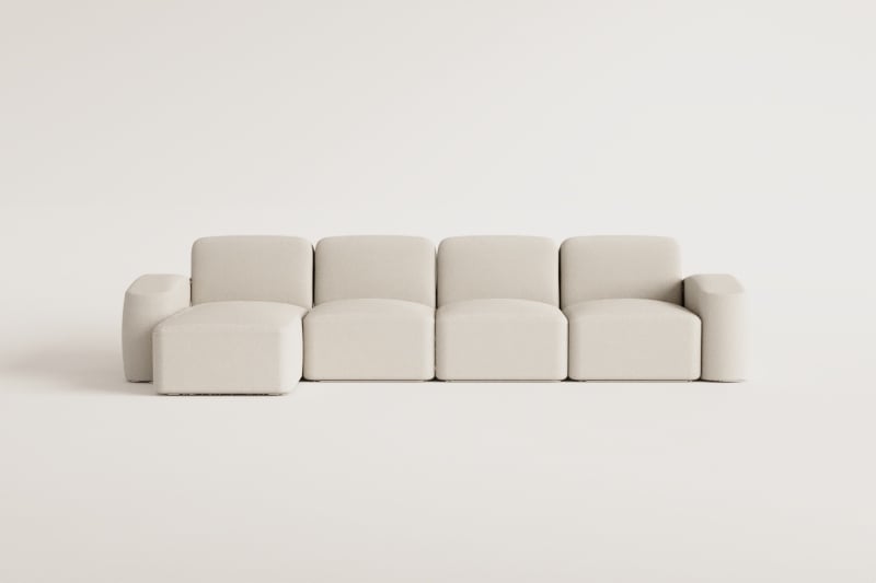 Sofá modular Bastian de 4 peças com chaise longue do lado esquerdo