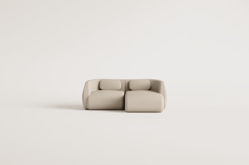 Sofá modular chaise longue direito de 2 peças em chenille Coquette