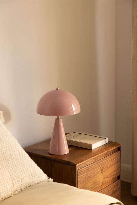 Lâmpada de mesa em ferro Jaliya - Rosa Quartzo