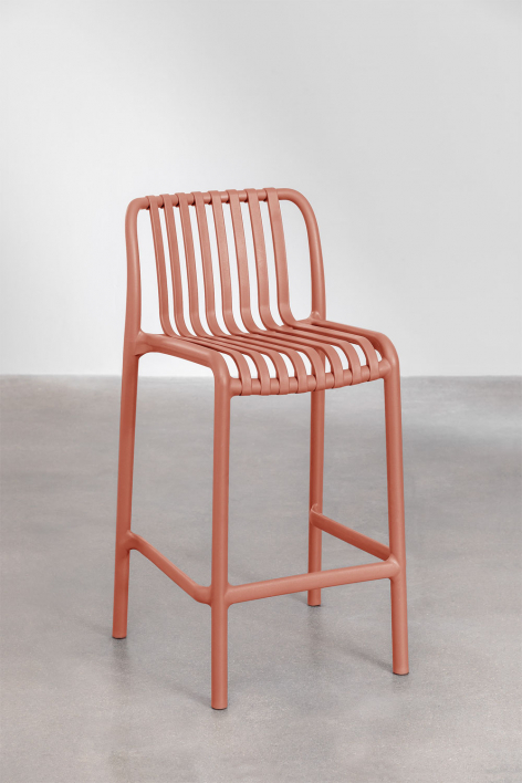 Conjunto de 4 bancos altos empilháveis de 65 cm em polipropileno terracota Wendell - Terracota