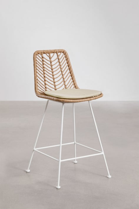 Banco alto de jardim em rattan sintético Gouda Natural - Branco