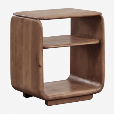 Pacote De 2 Mesas De Cabeceira Retangulares 40x30 Cm Em Madeira Tinsley Castanho-acácia Escuro - Sklum