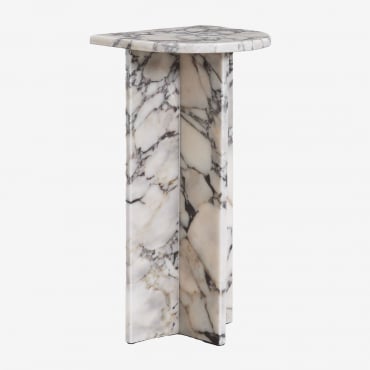 Mesa De Cabeceira Em Mármore Corwel Mármore Branco Com Veios Cinzentos - Sklum