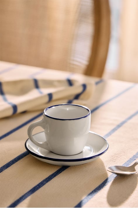 Pacote de 2 xícaras de café em grés Ronilena com pires, 9 cl