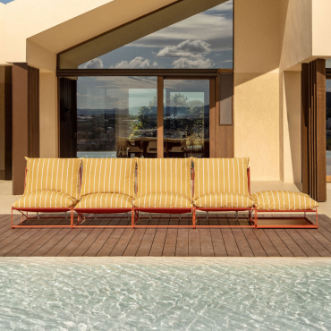 Sofá Modular De Jardim De 4 Peças E Puff Conversível Amaro Amarelo Mel - Vermelho Argila - Sklum